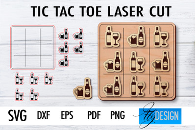 Tic Tac Toe Laser Cut SVG | Game SVG Design | CNC Files