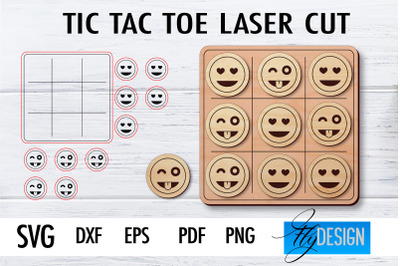 Tic Tac Toe Laser Cut SVG | Game SVG Design | CNC Files