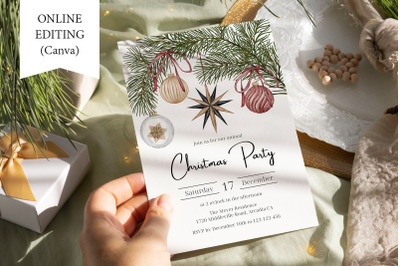 Christmas Party Invitation Holiday Dinner Invite  Template