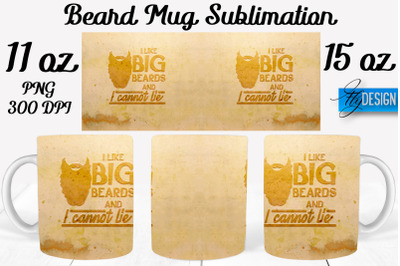 Beard Mug PNG Sublimation | Coffee 11 Oz | 15 Oz Mug Sublimation