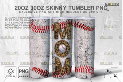 20oz Dirty Baseball MOM Skinny Tumbler SEAMLESS Design