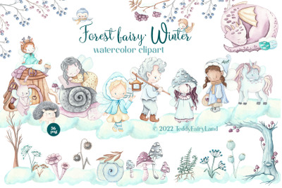 Forest fairy. Winter. Cute Christmas Fairy Clipart