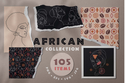 African Modern Line art Clipart Vector Collection