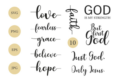 10 Christian SVG Bundle, Quotes SVG Bundle, Cricut Cut Files