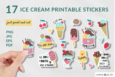Ice Cream Stickers PNG | Printable Stickers Cricut Design