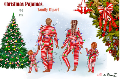 Christmas Pajamas, Family Clipart, PNG, Merry Christmas