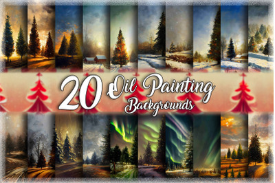 Christmas Oil Painting Background Bundle