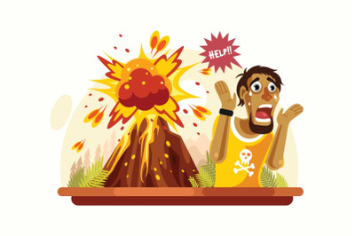 Volcano Disaster Vector Illustration