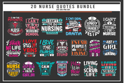 Nurse typographic quotes t shirt bundle
