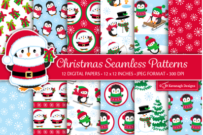 Christmas Penguin Digital Papers