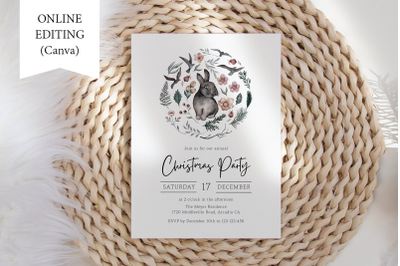 Christmas Party Invitation Holiday Dinner Invite  Template
