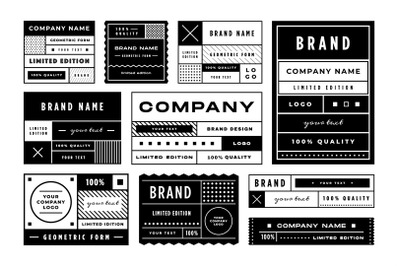 Minimal label template. Geometric tag layout&2C; retro package grid frame