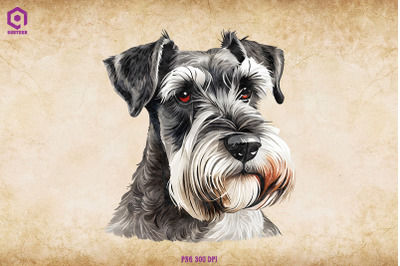 Schnauzer Dog Portrait Watercolor