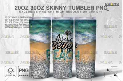 20oz Sea Silver Glitter Skinny Tumbler SEAMLESS Design