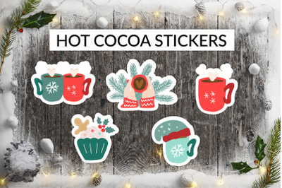 Hot cocoa Christmas stickers