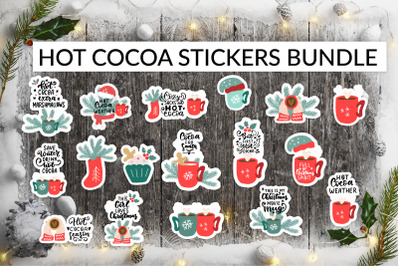 Hot cocoa Christmas stickers bundle