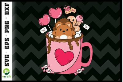 Valentine Hedgehog in the Coffee Cup