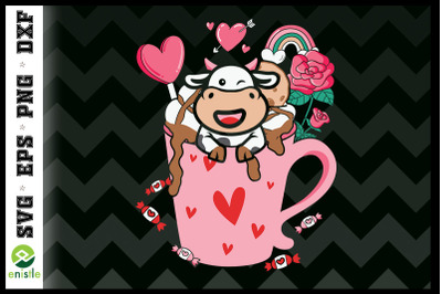 Valentine Cow in the Coffee Cup