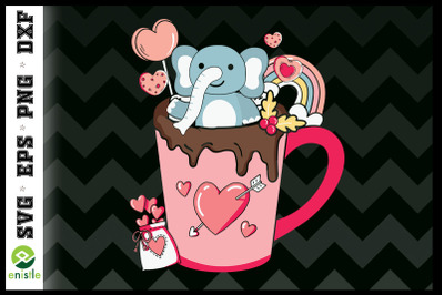 Valentine Elephant in the Coffee Cup