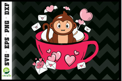 Valentine Monkey in the Coffee Cup