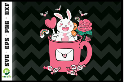 Valentine Bunny Rabbit in the Coffee Cup