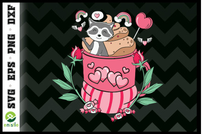 Valentine Raccoon in the Coffee Cup