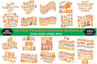 Retro Thanksgiving T-shirt Design Bundle