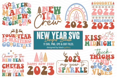 Retro New Year SVG Bundle | Happy New Year 2023