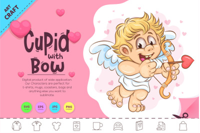 Cartoon Cupid with Bow. Clipart