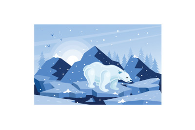 White Bear Winter Illustration