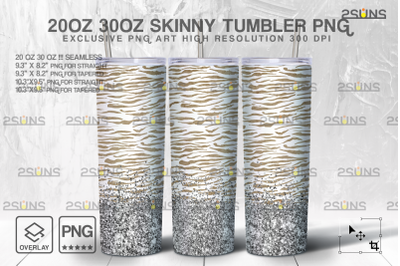 20oz Glitter Silver Fur Skinny Tumbler SEAMLESS Digital Design, Sublim