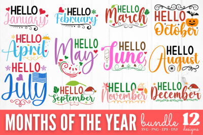 Months of the Year SVG Bundle