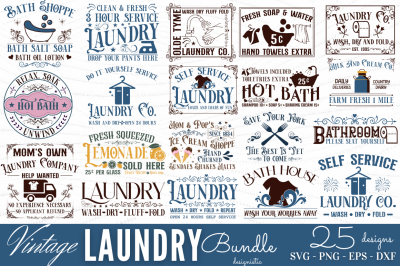 Vintage Laundry Sign SVG Bundle