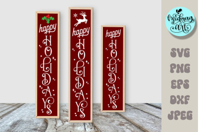 Happy holidays porch sign svg, Christmas Vertical Outdoor Porch,