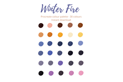 Winter Fire Procreate Colour Palette/Swatch X 30 colours