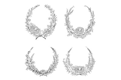 2211 m10 S ST Hand drawn round floral frames