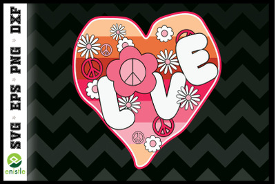 Retro Heart LOVE Hippie Valentine