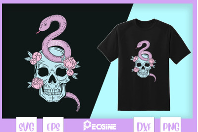 Creepy Skull Snake Rose Pastel Valentine
