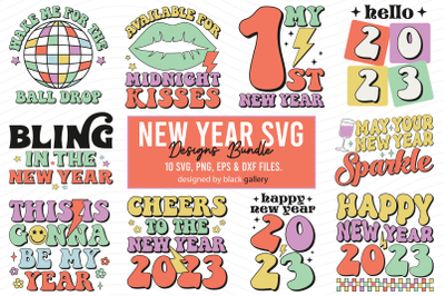 New Year Retro PNG Sublimation Bundle