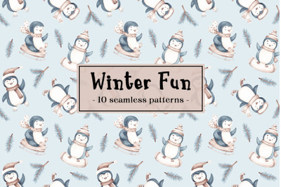 Seamless patterns &quot;Winter fun&quot;