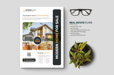 Real Estate Flyer Advertising Leaflet Template Layout