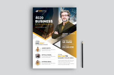 Conference Flyer Business Meeting Seminar Leaflet Template