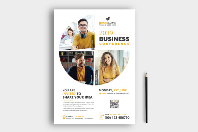 Business Conference Flyer Leaflet Template for Annual Meeting Seminar Convention