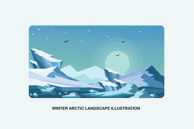Winter Arctic Landscape Vctor Illustration