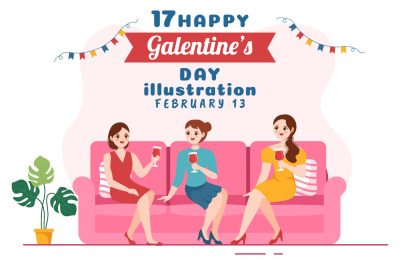 17 Happy Galentine&#039;s Day Illustration