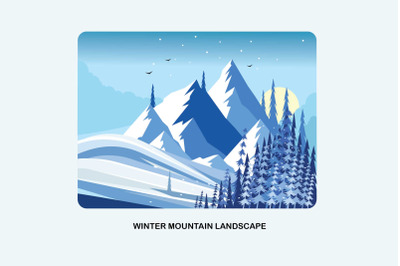 Winter Mountain Landscape Vector Illustration