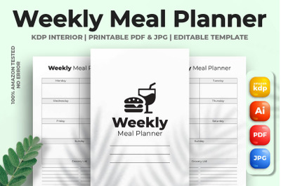 Weekly Meal Planner KDP Interior