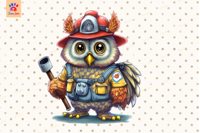 Firefighter Owl Cute Animal Lover