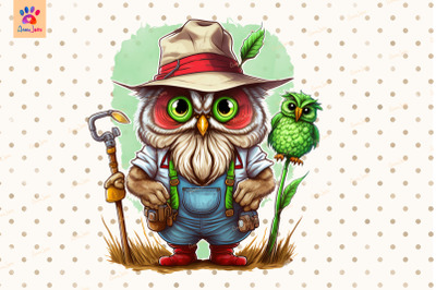 Famer Gardener Owl Cute Animal Lover