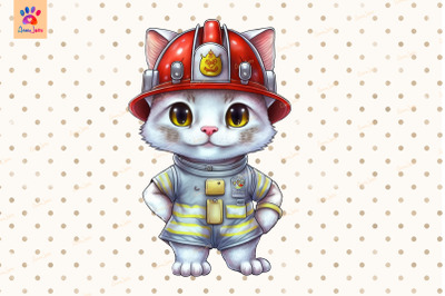 Firefighter Cat Cute Animal Lover